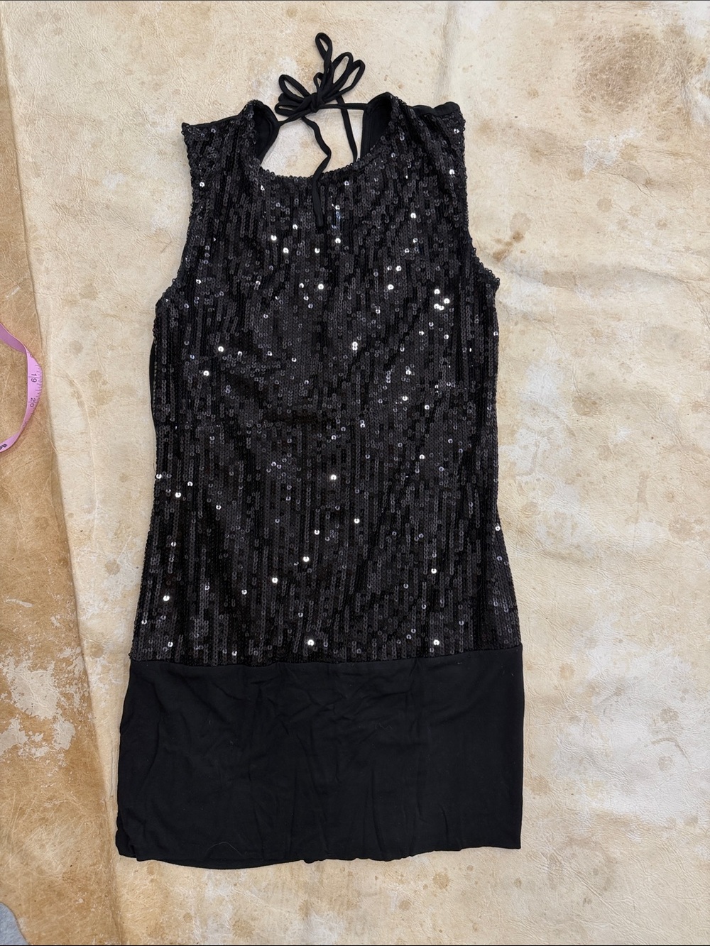 Black Sequin Halter Mini Dress - Women
